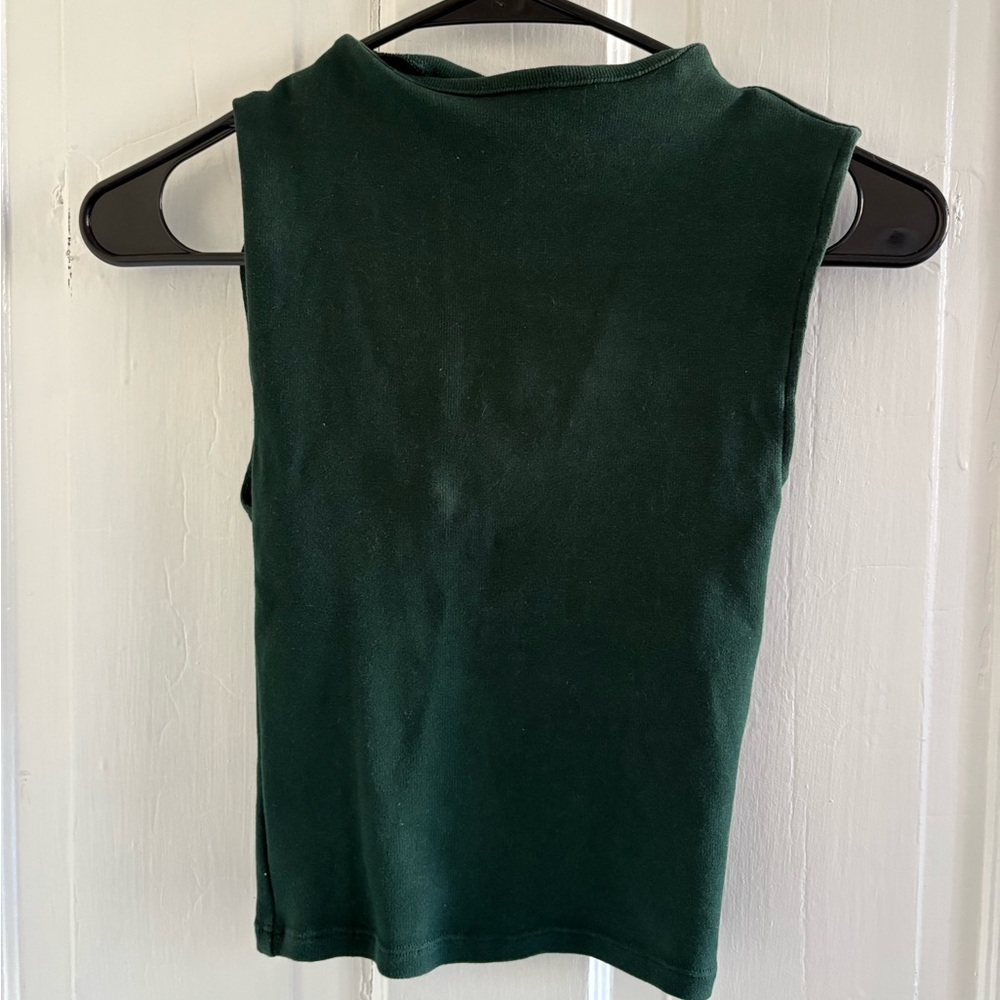 Zara Dark Green Sleeveless Mock Neck Tank
